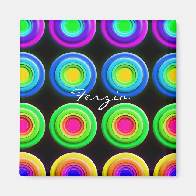 Funky Colorful 3D Circles Magnet (Front)