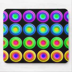 Funky Colorful 3D Circles Mouse Pad