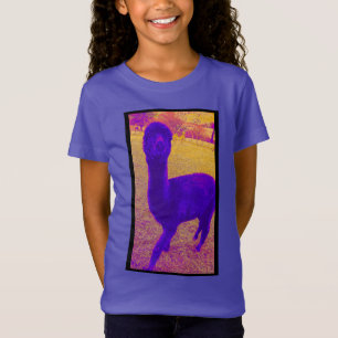 FUNKY COLORFUL ABSTRACT ALPACA IMAGE PURPLE YELLOW T-Shirt