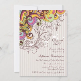 Funky colour swirls graduation party announcement