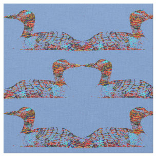 Funky Coloured Loons on Cornflower Blue Fabric