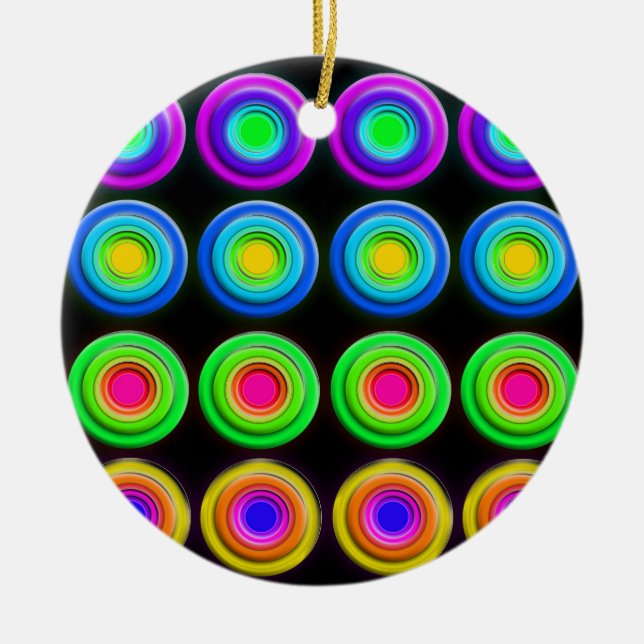 Funky Colourful 3D Circles Ceramic Tree Decoration (Front)