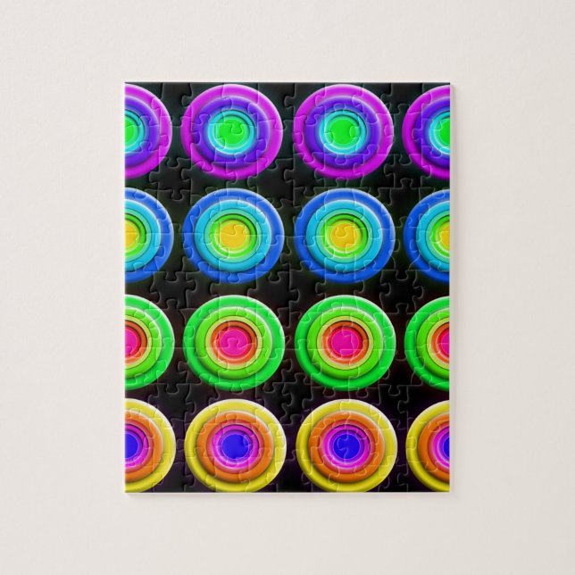Funky Colourful 3D Circles Jigsaw Puzzle (Vertical)