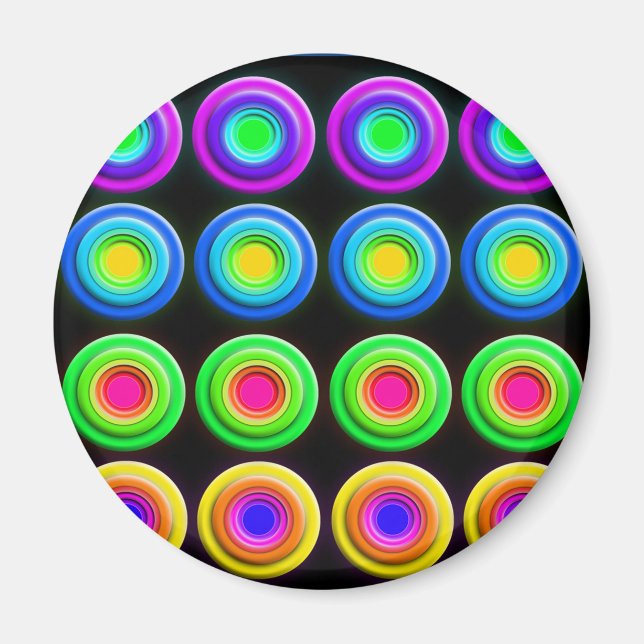 Funky Colourful 3D Circles Magnet (Front)