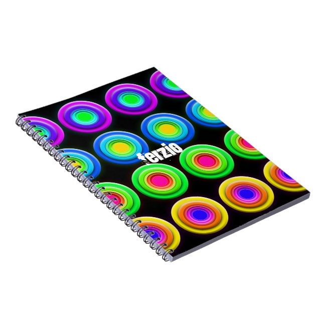 Funky Colourful 3D Circles Spiral Notebook (Right Side)