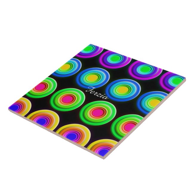 Funky Colourful 3D Circles Tile (Side)