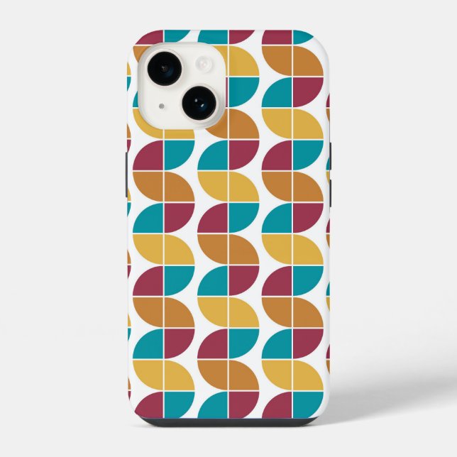 Funky Colourful 70s Vintage Geometric Pattern iPhone Case (Back)