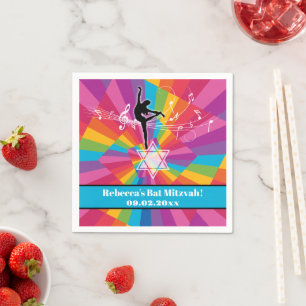Funky Colourful Dance, Dancer, Dancing Bat Mitzvah Napkin