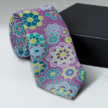 Funky Colourful Floral Pattern - Purple Tie<br><div class="desc">A fun a vibrant floral pattern in blues and purples.</div>