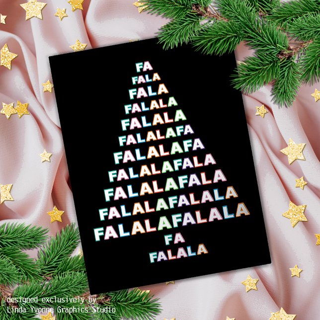 Funky Colourful Fun FA LA LA Seasonal Silver Gold Foil Holiday Postcard (Creator Uploaded)