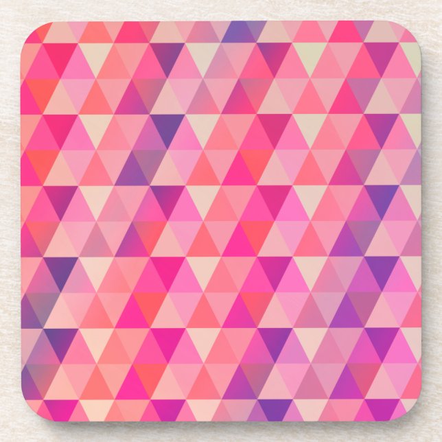 Funky Colourful Geometric Triangles Pattern Coaster (Front)
