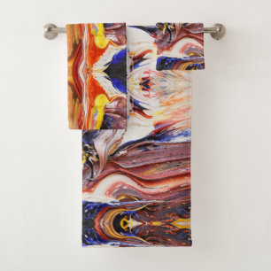 Funky Colourful Mixed Swirl Cool Bath Towel Set
