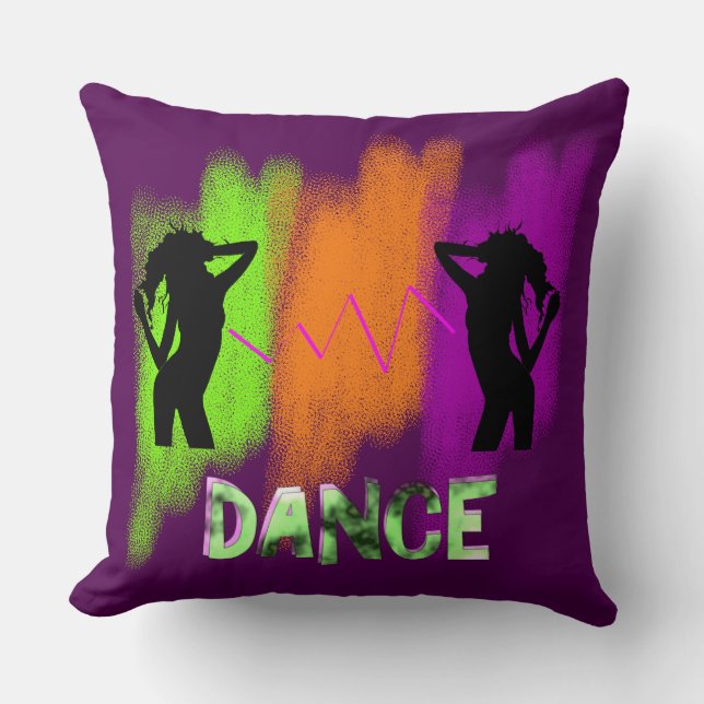 Funky Colourful Modern Pop Art Dance Theme Cushion (Front)