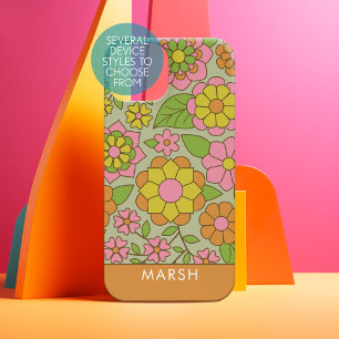 Funky Colourful Pastel Floral Pattern - Monogram