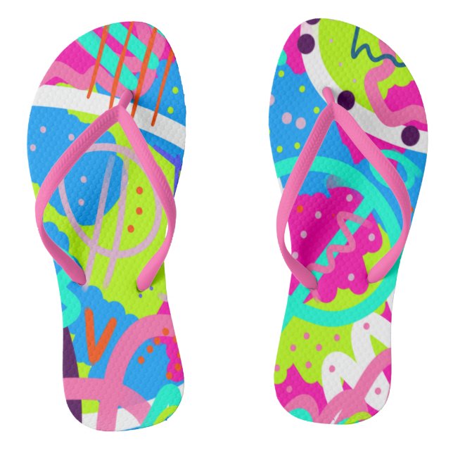 Funky Colourful Pop Art  Jandals (Footbed)