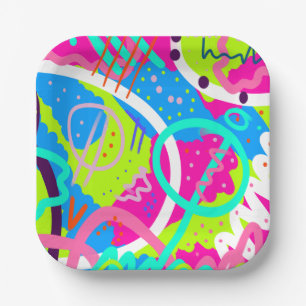 Funky Colourful Pop Art  Paper Plate