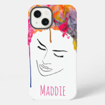 Funky colourful rainbow lady art