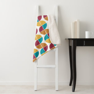 Funky Colourful Retro Vintage Geometric Pattern Sherpa Blanket
