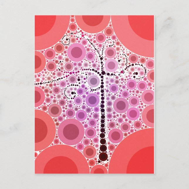 Funky Colourful Scroll Tree Circles Bubbles Pop Ar Postcard (Front)