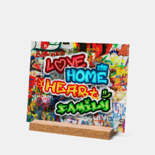 Funky Colourful Streetart Graffiti Love Home Heart Acrylic Sign