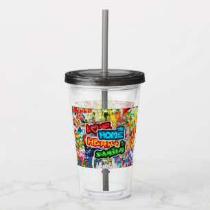 Funky Colourful Streetart Graffiti Love Home Heart Acrylic Tumbler