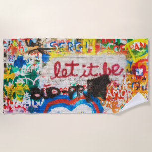 Funky Colourful Streetart Graffiti Love Home Heart Beach Towel