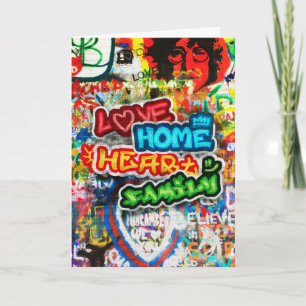 Funky Colourful Streetart Graffiti Love Home Heart Card
