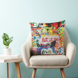 Funky Colourful Streetart Graffiti Love Home Heart Cushion