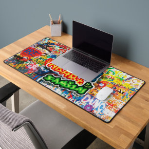 Funky Colourful Streetart Graffiti Love Home Heart Desk Mat