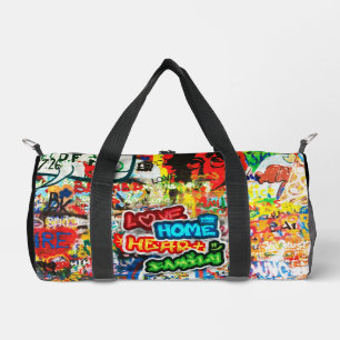 Funky Colourful Streetart Graffiti Love Home Heart Duffle Bag