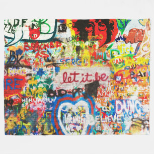 Funky Colourful Streetart Graffiti Love Home Heart Fleece Blanket