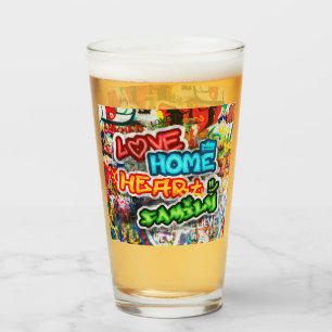 Funky Colourful Streetart Graffiti Love Home Heart Glass