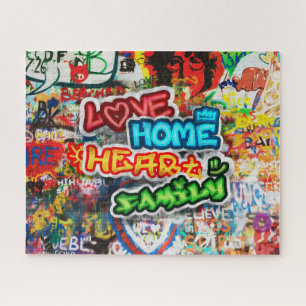 Funky Colourful Streetart Graffiti Love Home Heart Jigsaw Puzzle