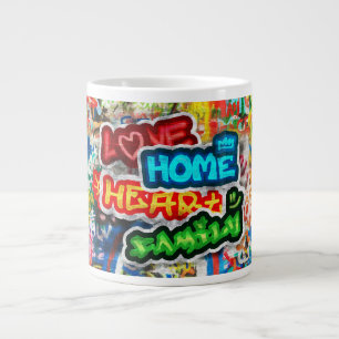 Funky Colourful Streetart Graffiti Love Home Heart Large Coffee Mug