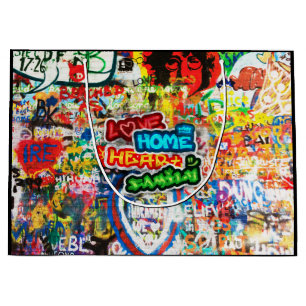 Funky Colourful Streetart Graffiti Love Home Heart Large Gift Bag