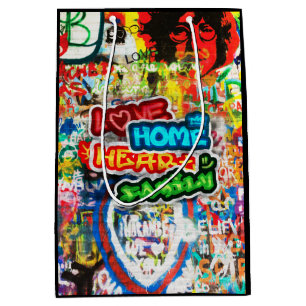 Funky Colourful Streetart Graffiti Love Home Heart Medium Gift Bag