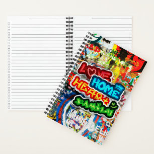 Funky Colourful Streetart Graffiti Love Home Heart Notebook
