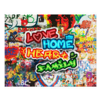 Funky Colourful Streetart Graffiti Love Home Heart