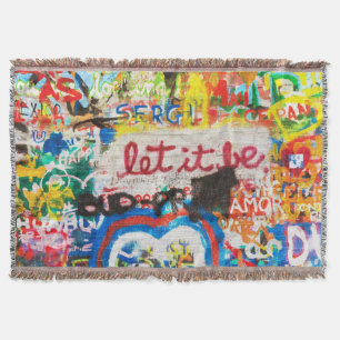 Funky Colourful Streetart Graffiti Love Home Heart Throw Blanket