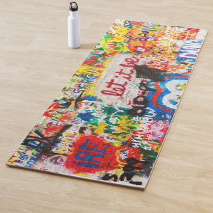Funky Colourful Streetart Graffiti Love Home Heart Yoga Mat