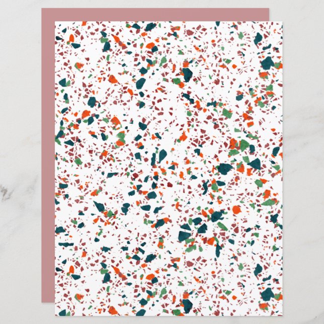 Funky Colourful Terrazzo Art Scrapbook Paper (Front/Back)
