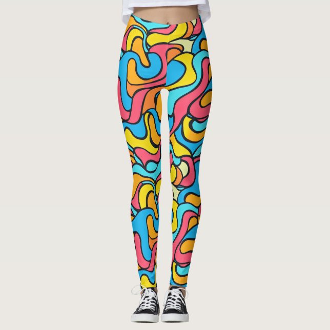 Funky Colours Abstract Leggings (Front)