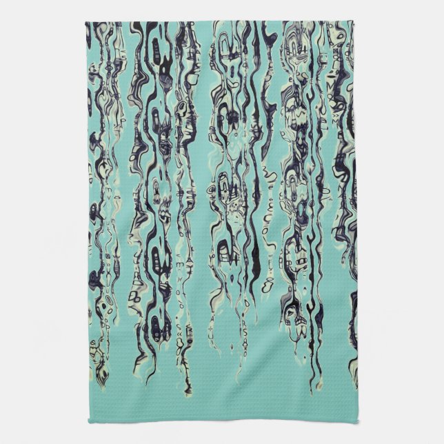 Funky Cool Light Teal Tea Towel (Vertical)