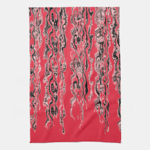 Funky Cool Pink Red Pattern Tea Towel