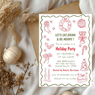 funky Coquette Whimsical Christmas Party  Invitation