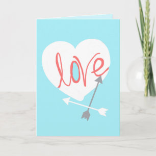 Funky Coral Love Heart Arrows Greeting Card