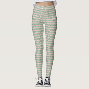 Funky Cottagecore Boho Christmas Stripe Pattern Leggings
