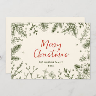 Funky Country Retro Boho Christmas Wreath Holiday Card