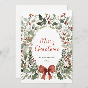 Funky Country Retro Boho Christmas Wreath Holiday Card