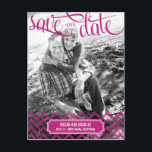 Funky Couple Save The Date Postcard - Bright Pink<br><div class="desc">This chic and modern postcard stylishly requests your guests to save the date. Matching stamp and address labels available at berryberrysweet.com</div>